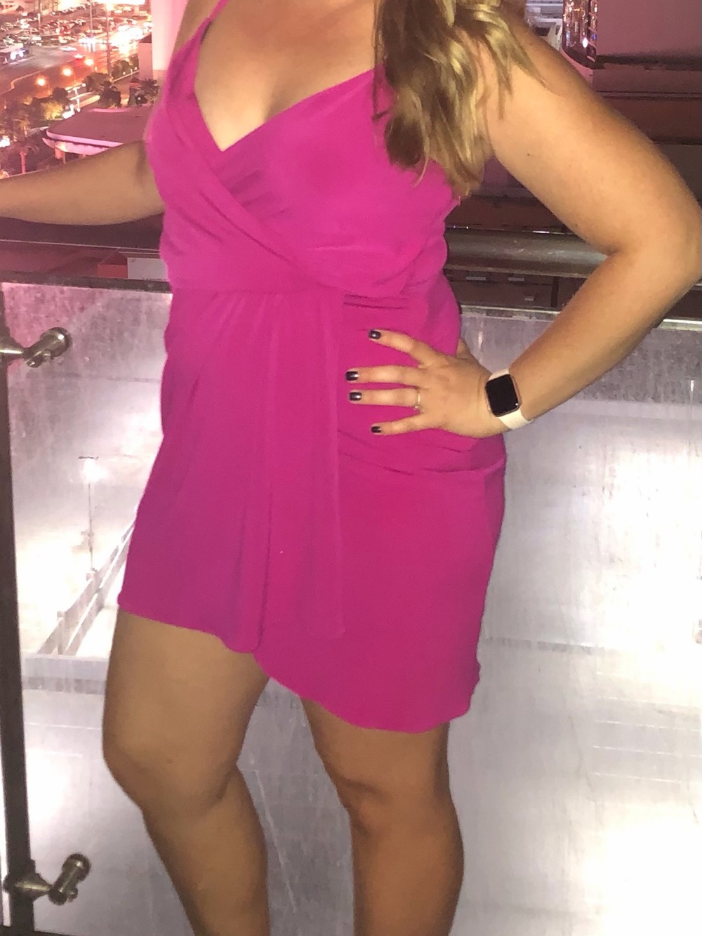 Boston Proper Fuchsia Mini Wrap Dress